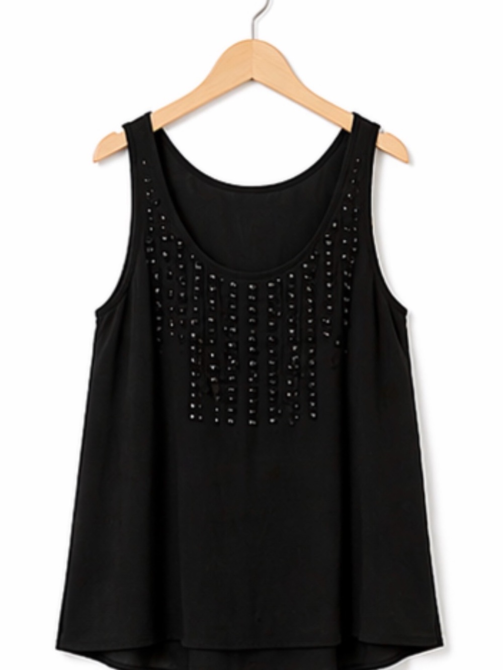 Joie Studded Black Sleeveless Tank Top Scoop Neck Wide Strap Solid Pullover S